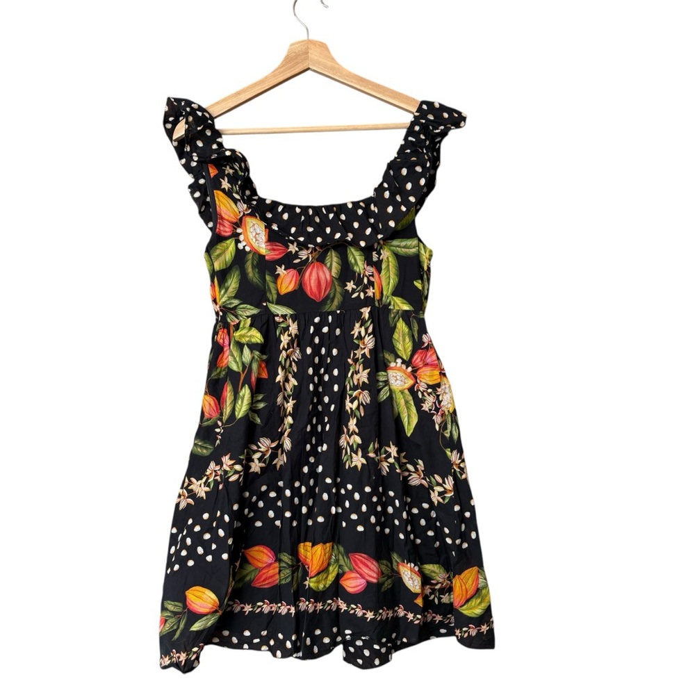 FARM Rio Black Floral Polka Dot Mini Dress - Picture 12 of 13